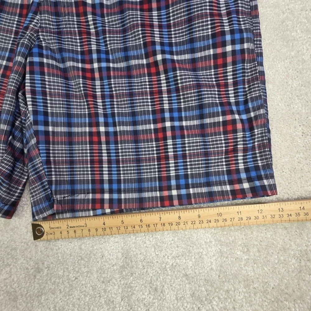 Calaway Performance Plaid Golf Shorts 40x8 Red White Blue Lightweight Quick Dry